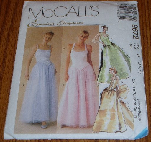 McCall's Evening Elegance Formal Dress Pattern Uncut 12 14 16