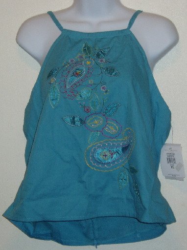 NWT Bandolino Blue Embroidered Halter Top Size XL