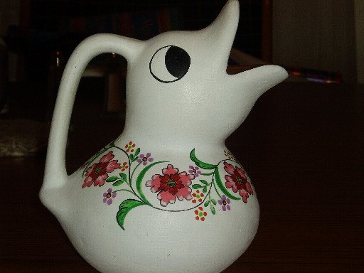 Duck Shaped Mexican Pottery Jug/Pitcher Floral Design