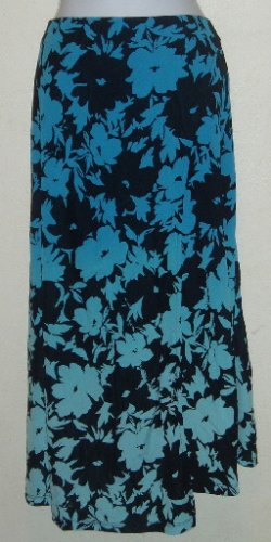 Valerie Stevens Blue Floral Dip Dyed Rayon Skirt Sz 3X