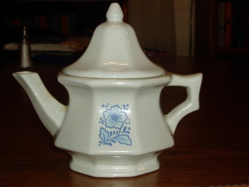 Avon Blue Floral Teapot Shaped Candle Holder