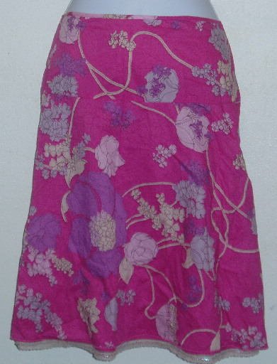 NWT Calvin Klein Pink Floral Crinkle Skirt Sz 14