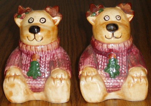Ceramic Reindeer Salt and Pepper Shaker Set Christmas