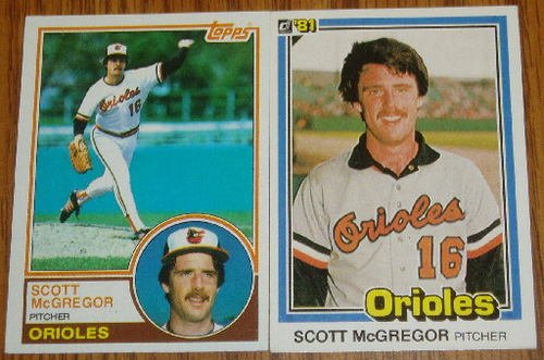 Lot of 2 Scott McGregor Orioles Cards Donruss & Topps MLB