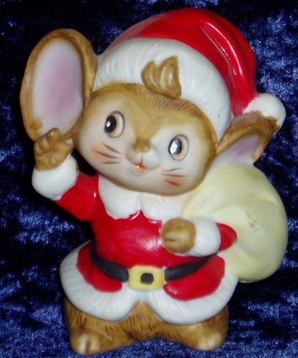 HOMCO Christmas Santa Mouse Figurine Holiday Decor