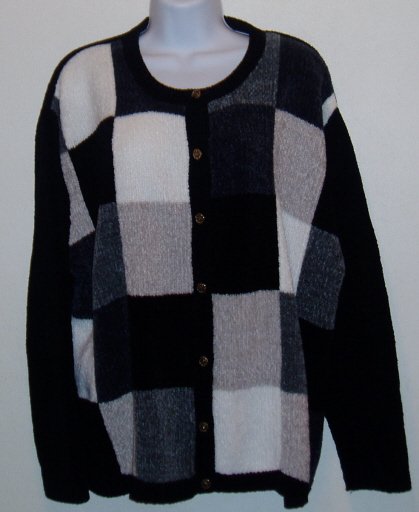 Croft & Barrow Woman Black White Tan Sweater Size 2X