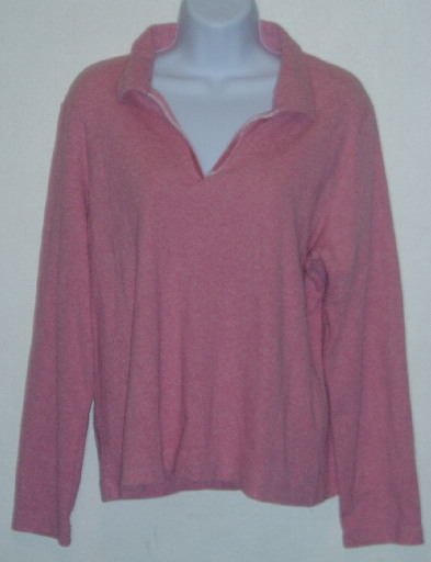 Liz Claiborne Lizsport Pink V-Neck LS Shirt Top Size XL
