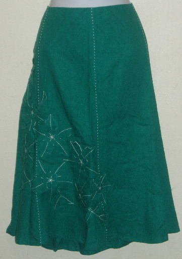 NWT Sag Harbor Green Floral Applique Skirt Size 22 W