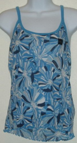 NWT Calvin Klein Blue Floral Racer Back Tank Top Sz L