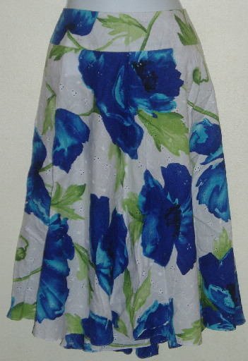 NWT Sag Harbor Blue White Floral Cotton Eyelet Skirt Size 18