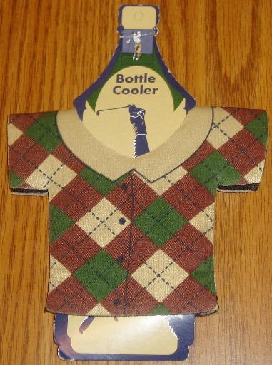 Golf Shirt Bottle Cooler Koozie New Burgandy Tan Green
