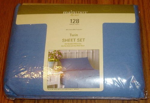 Twin Sheet Set Porcelain Blue Mainstays NIP 128 Thread Ct.