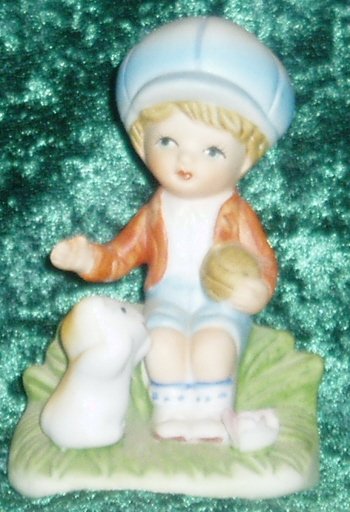 HOMCO #1430 Boy with Ball and Cat Figurine