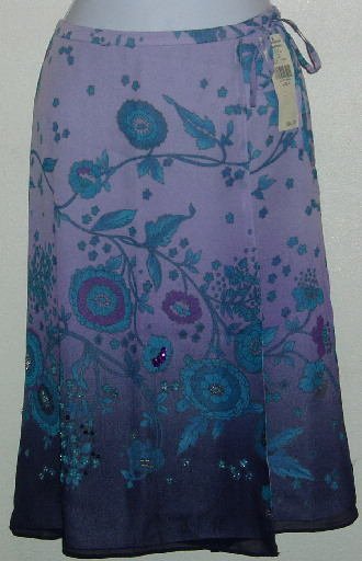 NWT Valerie Stevens Purple Floral Jeweled Skirt Size 4