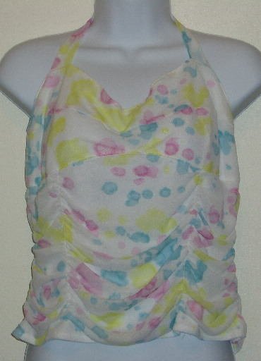 NWOT Ideology Halter Top Size L White Pink Blue Yellow