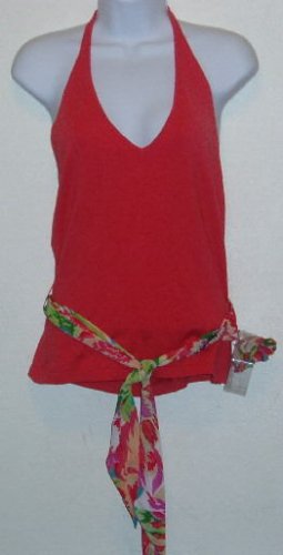 NWT Bandolino Pink Halter Top W/Floral Tie & Pin Sz PL