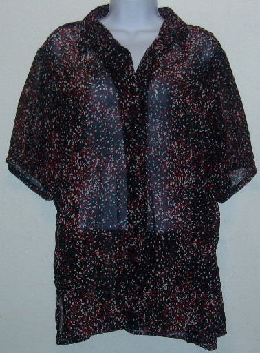 Black/White/Red Sheer Button Down Blouse/Shirt Sz 18/20