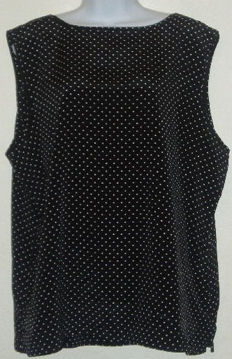 Black/White Polka Dot Sleeveless Blouse/Shirt Size 18/20W