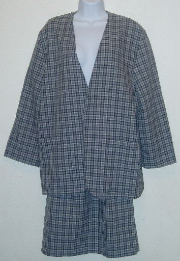 Blue Plaid Skirt/Jacket Set Skirt Suit Size Large Career