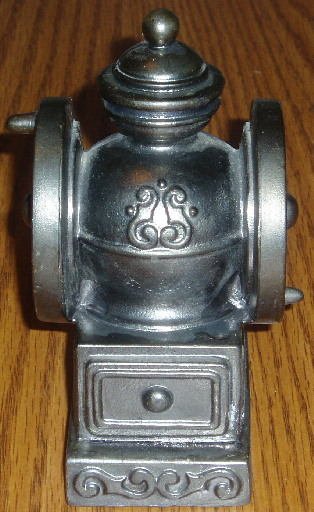 1974 Banthrico White Metal Figural Coffee Grinder Bank