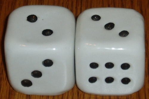 Ceramic Figural Dice Salt and Pepper Shaker Set