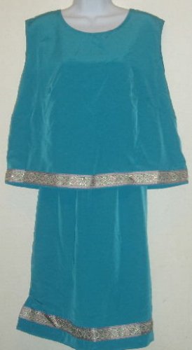 Turquoise Embellished Skirt/Sleeveless Top Outfit/Set Sz. L