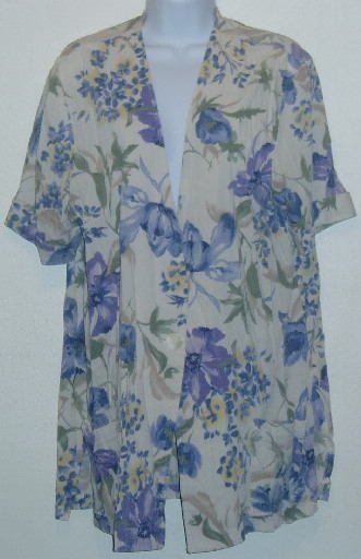 Jessica Scott Purple Floral Jacket/Blazer Short Sleeve Sz. L