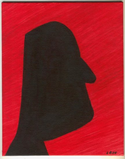 8x10 Original Acrylic Painting A HEAD IN RED Abstract - AsilisArt