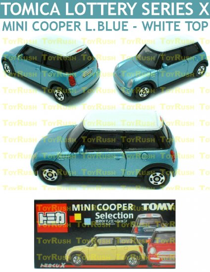 Tomy Tomica Lottery Series X : #L10-11 Mini Cooper Light Blue With White Top