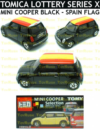Tomy Tomica Lottery Series X : #L10-14 Mini Cooper Black With Spain Flag Top