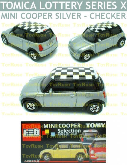 Tomy Tomica Lottery Series X : #L10-04 Mini Cooper Silver With Checker Top