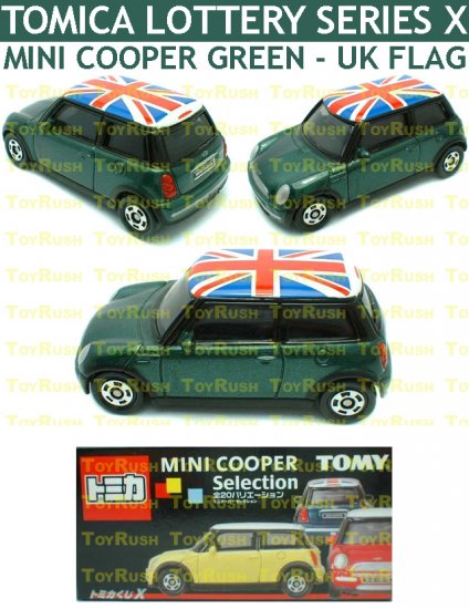 Tomy Tomica Lottery Series X : #L10-08 Mini Cooper Green With UK Flag Top