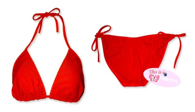 New Sexy Red String Bikini Top & Matching Tie Sides Bottom