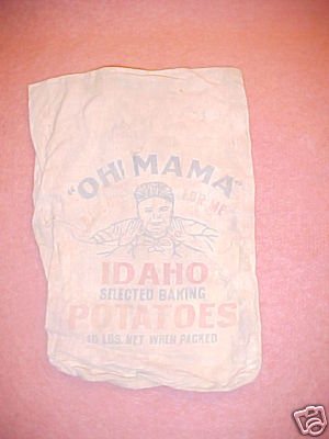 Vintage Cloth Bag "Oh Mama" Potatoes FREE SHIPPING!!!