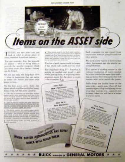 1942 Buick WW II Ad - Assets on the Plus Side