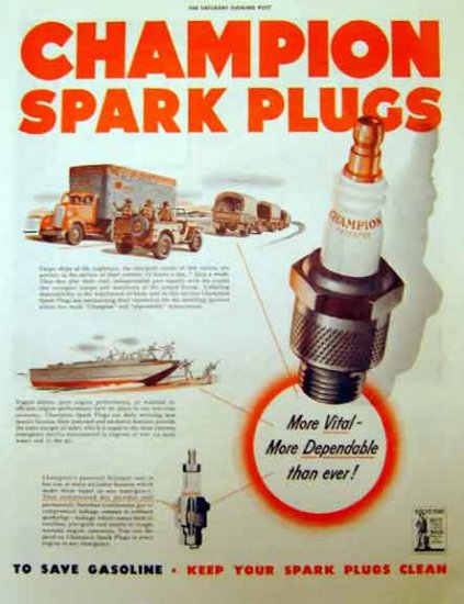 Champion Spark Plugs 1942 WW II Ad