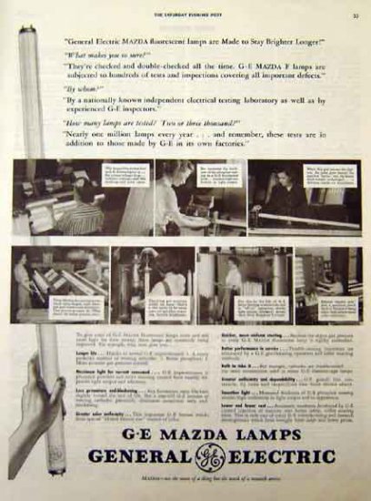 GE Mazda Lamps 1942 WW II Ad