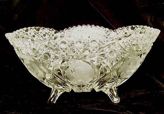 American Brilliant Cut Crystal Glass Fruit Bowl