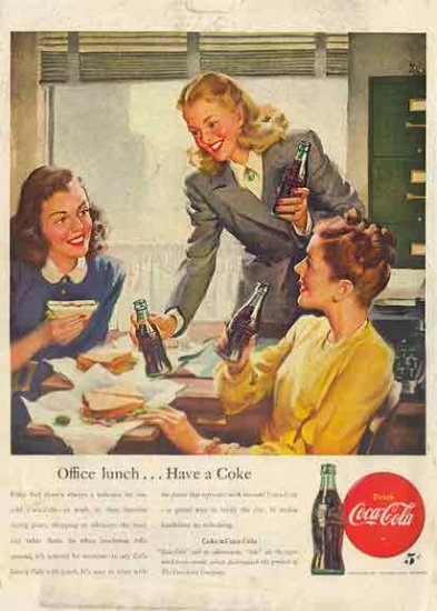 Coca Cola 1946 AD - Office Lunch Have a Coke