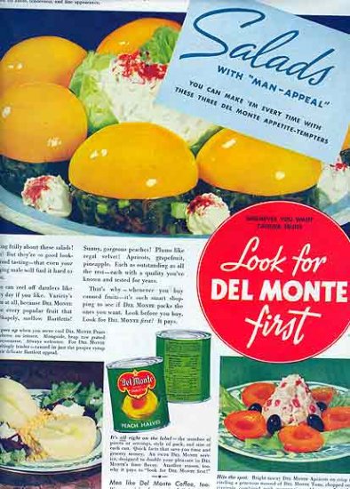 Del Monte AD 1946 - Salads with Man Appeal