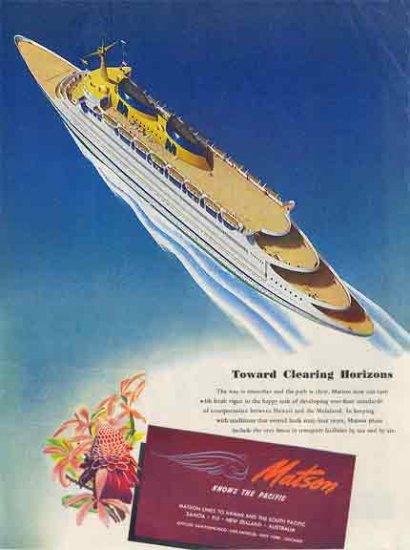 Matson Ocean Liner AD 1946 - Towards Clearing Horizons