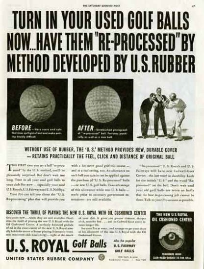 US Royal GOLF Balls 1942 WW II AD