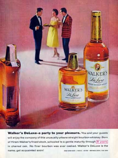 WALKER's BOURBON 1959 Ad - Party to Your Pleasure