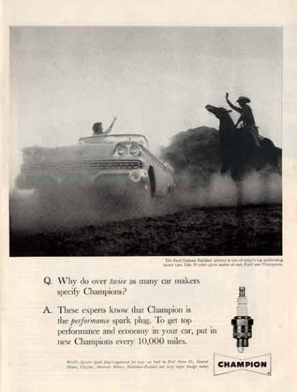 Champion Sparkplugs Ad- 1959 FORD GALAXIE SUNLINER