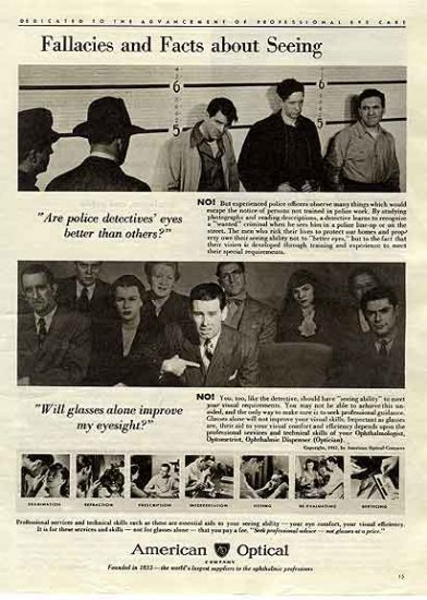 AMERICAN OPTICAL Ad 1947 - Eyesight Detective