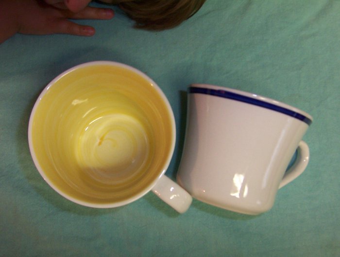 Gibson Housewares China Coffee Cup's Two-2- mug's-Quality Handpainted Eclectic -FREE SHIPPING