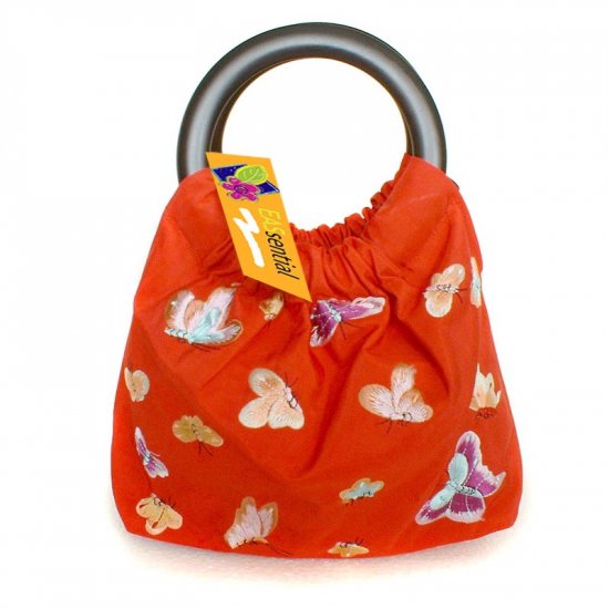 Dainty Pretty Red Silk Butterfly Embroidery Handbag