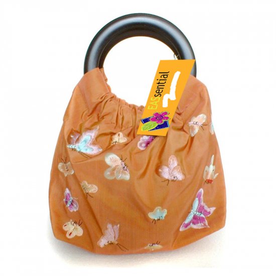 Dainty Pretty Orange Silk Butterfly Embroidery Handbag