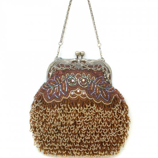 Brown Beaded and Sequin Opera Purse
