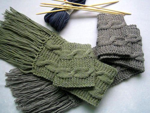 Amazing pair grey and green long scarves